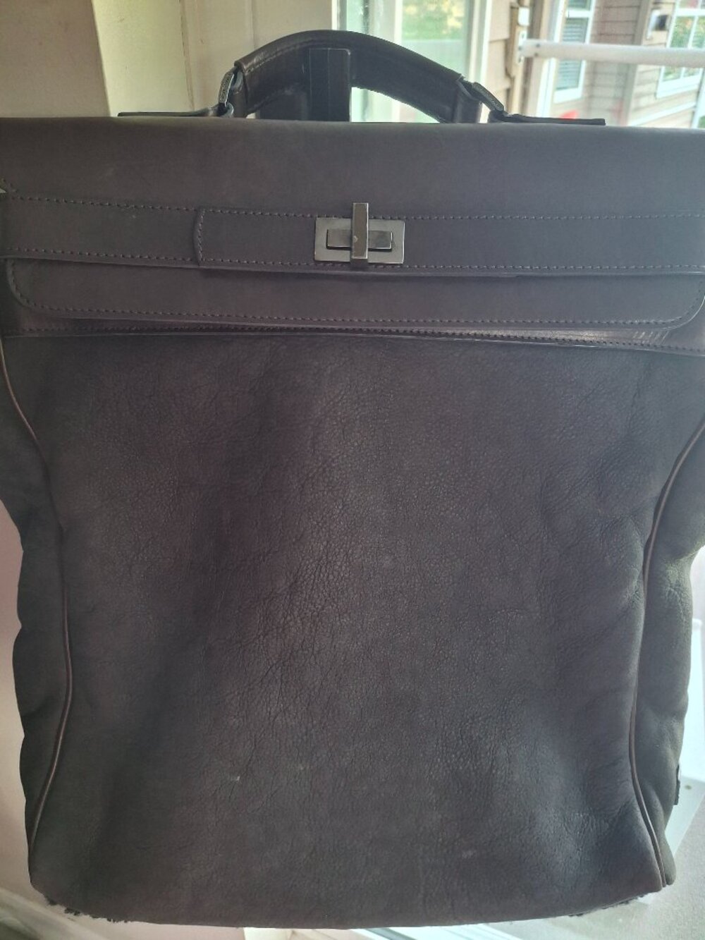 Emporio Armani sheep fur lined suede briefcase